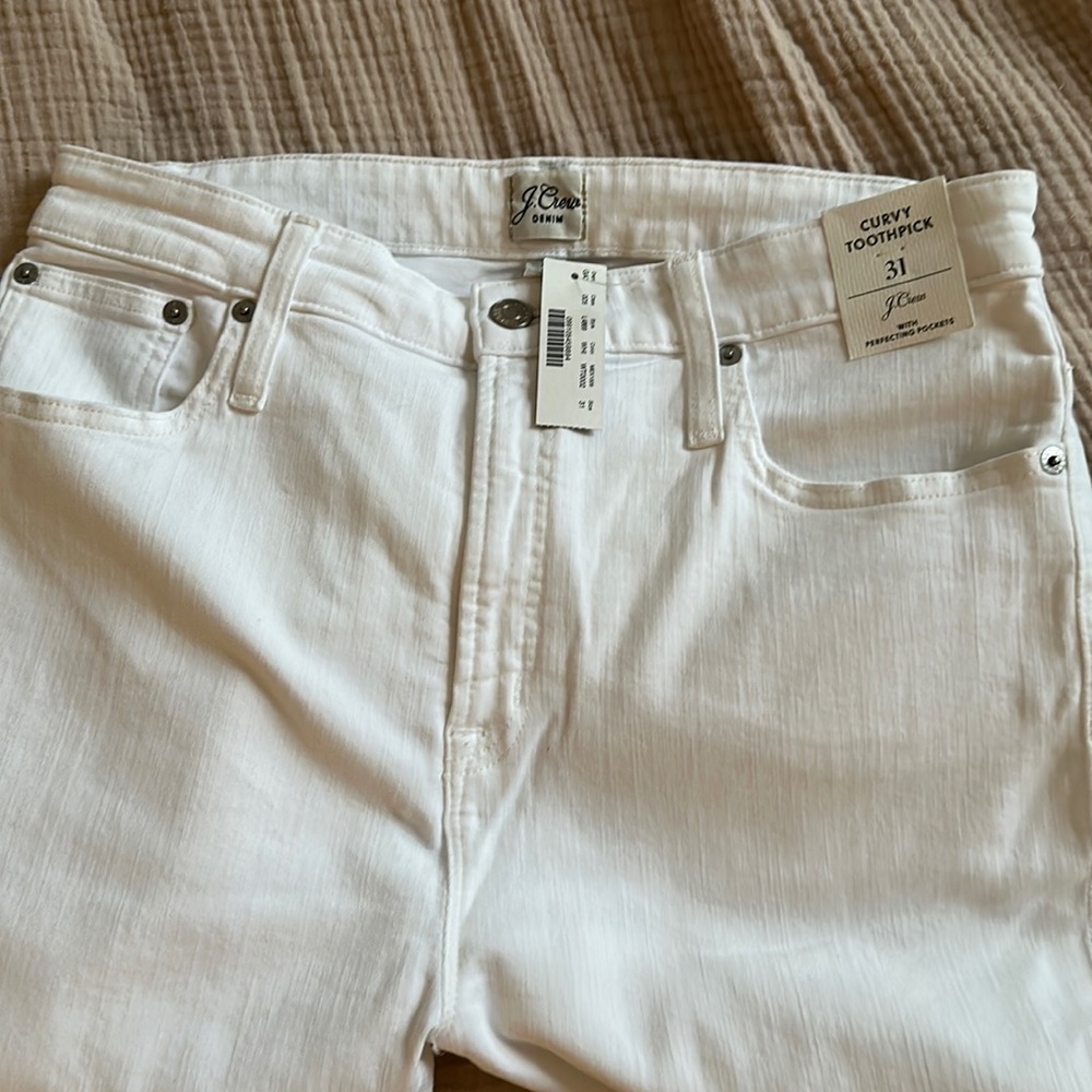 JCrew Curvy Toothpick White jeans, size 31